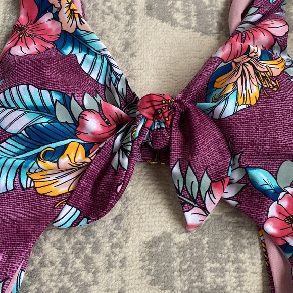 Purple Tropical Floral Monokini - Picture 2 of 4